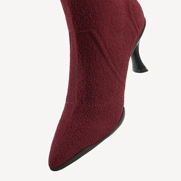 Cosy Island Burgundy Pointed Toe Heeled Long Boots- Brand New - Picture 7 of 15